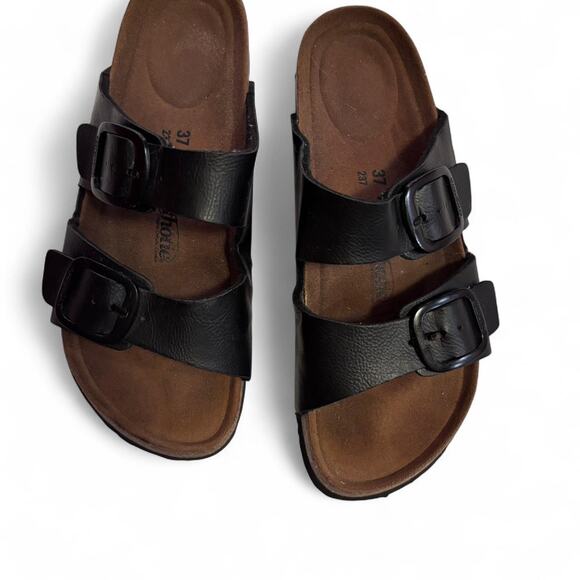 Black leather aerosoft arizona sandals - Picture 5 of 5
